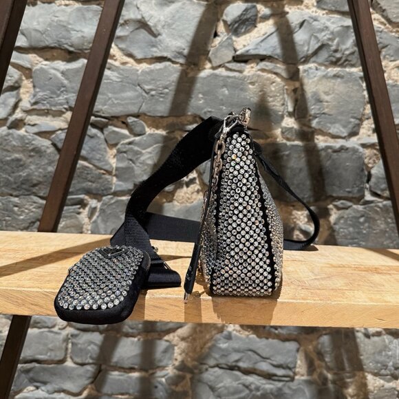 Prada Re-Edition 2005 Crystal Embellished Satin Shoulder Bag W/ Pouch - Picture 4 of 16